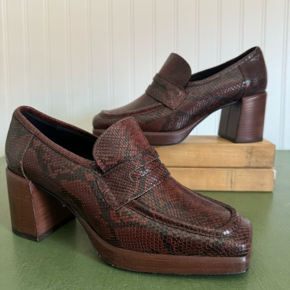 NWT Bruno Ricci for Diane B ALIMA Chunky Loafers in Brown Snake Leather *Italy* - Picture 13 of 14